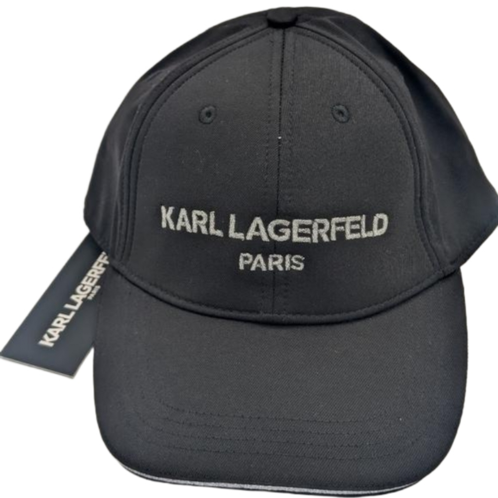 Karl Lagerfeld Baseball Hat Black with Silver Adjustable one size